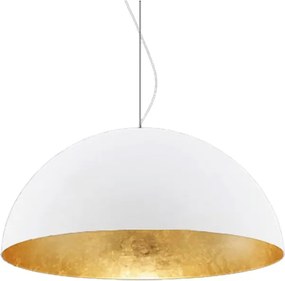 Lampadario Glamour Venice bianco paralume bianco e oro E27 Ø60cm LUMICOM