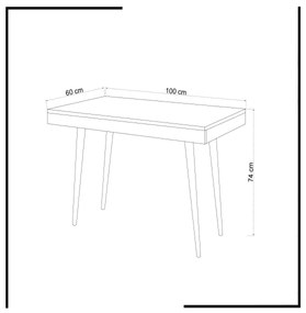 Tavolo da lavoro VERONIKA 74x100 cm bianco/beige