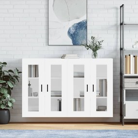 Armadietti A Parete 2 Pz Bianchi İn Legno Multistrato /