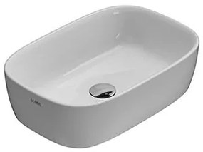 Globo Genesis Lavabo 55x37 da Appoggio senza foro e troppopieno in ceramica Bianco Lucido