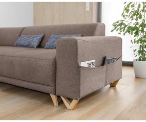 Divano angolare marrone allungabile e con contenitore (con penisola a sinistra/a L) Classy Sophie – Miuform