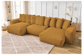 Divano angolare color senape con rivestimento in velluto a coste Voltaire – Bobochic Paris