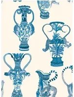 Cole & Son Carta da parati Khulu Vases - China Blue