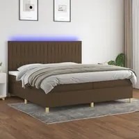 Letto a Molle Materasso e LED Marronescuro 200x200cm in Tessuto cod mxl 54498