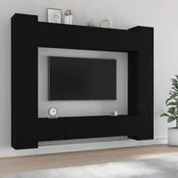 Set Mobili Porta TV 8pz Nero in Legno Multistrato cod mxl 13230