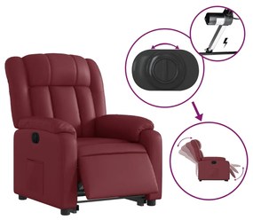 Poltrona alzapersona reclinabile rosso vino in similpelle