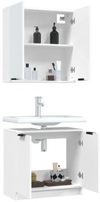 Set di mobili da bagno 2 pz bianco in legno multistrato