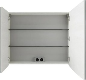 Specchio Contenitore Con Illuminazione PELIPAL rovere bianco L 85 x H 70 x P 17 cm, completo di presa ed interuttore
