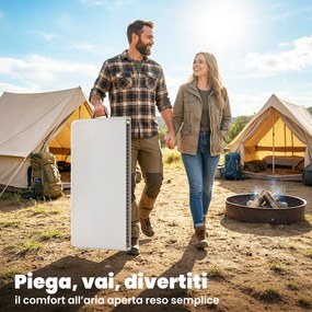 Tavolo da Campeggio Quadrato Pieghevole in Metallo e HDPE, 86x86x74 cm, Bianco...