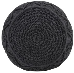 Pouf lavorato a mano macramé antracite 45x30 cm in cotone