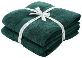 Set di asciugamani tipo terry verde scuro in cotone 2 pz 90x140 cm Anti-Bacterial – Catherine Lansfield