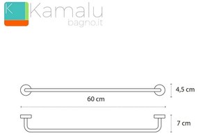 Kamalu - porta asciugamani bagno 60 cm in acciaio linea kaman monde-m90