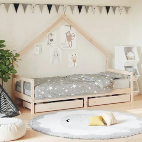 Giroletto Bambini Con Cassetti 80x200 Cm Legno Massello Di Pino /