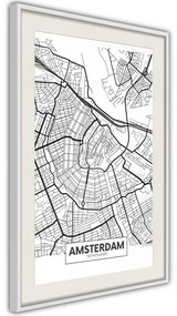 Poster  City map: Amsterdam  Cornice Quadri Cornice d'oro con passe-partout, Larghezza x Altezza Home decor 20x30