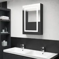 Armadietto Bagno con Specchio e LED Nero Lucido 50x13x70 cm 326489