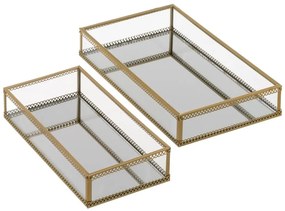 Vassoi decorativi in metallo in set di 2 pezzi 14x24 cm - Casa Selección