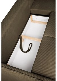 Divano angolare verde allungabile (con penisola a destra) con rivestimento in velluto a coste Tori – Bonami Selection