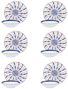 Servizio 12 piatti porcellana Euphoria blu