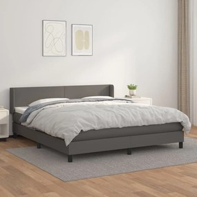 Giroletto A Molle Con Materasso Grigio 160x200 Cm İn Similpelle /