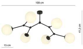 Plafoniera Minimal Iperione Acciaio Nero Bianco 6 Luci E14 Ip20
