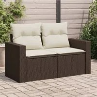 Divano da Giardino a 2 Posti con Cuscini in Polyrattan Marrone 366220