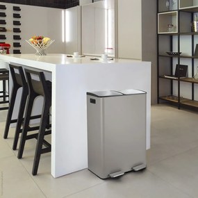 Cestino per la spazzatura grigio tortora in acciaio per raccolta differenziata/con pedale 2x30 l Aliya – Spirella