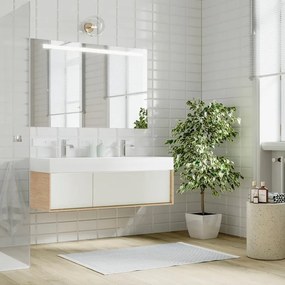 Mobile sottolavabo e lavabo Neo Frame per vasca centrale marrone bianco L 135 x H 32 x P 48 cm 2 cassetti