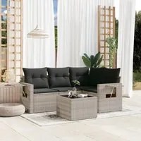 Set Divano da Giardino 5pz con Cuscini Grigio Chiaro Polyrattan 3252459