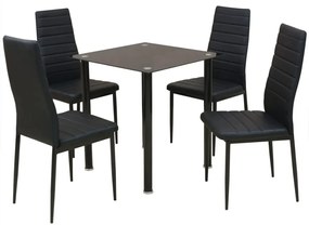 Set Tavolo E Sedie Da Pranzo 5 Pz Nero /