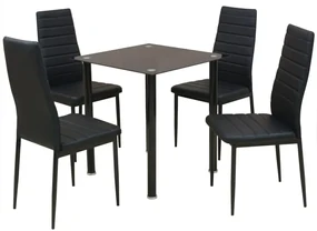 Set Tavolo E Sedie Da Pranzo 5 Pz Nero /