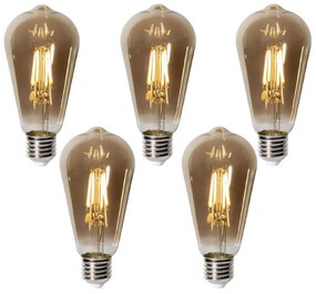 Set di 5 Lampadine LED Dimmerabili E27 ST64 Vetro Fumé 5W 450 lm 2700K