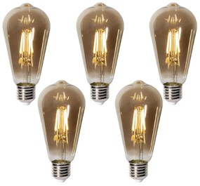 Set di 5 lampadine LED E27 dimmerabili ST64 vetro fumé 5W 450 lm 2700K
