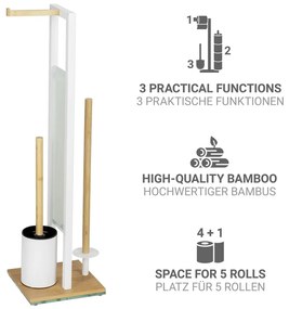 Porta carta igienica bianco/di colore naturale in acciaio con supporto con spazzola Rivalta – Wenko