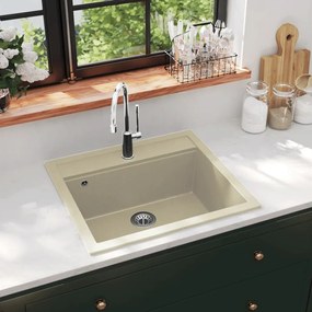 Lavello Da Cucina İn Granito Vasca Singola Beige /