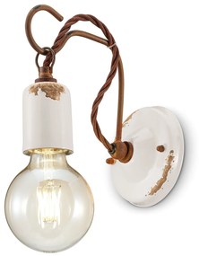 Applique Vintage Ceramica Bianca Con Filamento 1 Luce E27