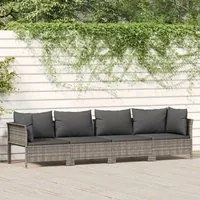 Set Divani da Giardino 4 pz con Cuscini in Polyrattan Grigio 362689