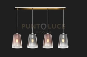 Sospensione ottone sat. rettangolare 4 luci (2 ra + 2 cr) 1164os-s4...