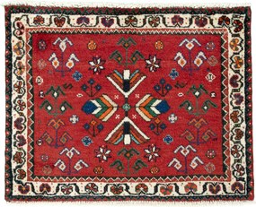 Shiraz Tappeto 60 x 70 Rosso (Iran) Annodato A Mano