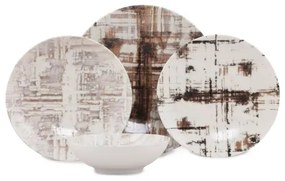 Servizio da tavola 24 pezzi marrone/bianco/porcellana