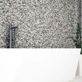 Mosaico in vetro Onda Terra argento L 30 x L 30cm x Sp. 8 mm, 10 pezzi