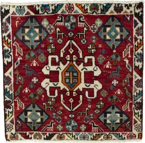 Shiraz Tappeto 60 x 60 Rosso (Iran) Annodato A Mano