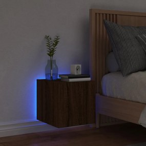 Mobile tv a parete con luci led rovere marrone 30,5x35x30 cm