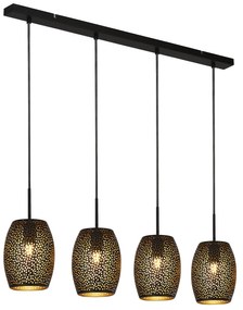 Lampadario Contemporaneo Laser Acciaio Nero Oro 4 Luci E27