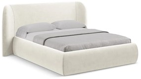 Letto matrimoniale imbottito crema con vano contenitore con griglia 160x200 cm Hauke - Makamii