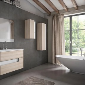 Mobile sottolavabo e lavabo Vision per vasca centrale canapa/bianco L 80 cm 2 cassetti