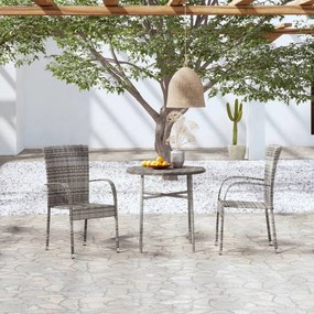 Set mobili da pranzo per giardino 3 pz in polyrattan grigio