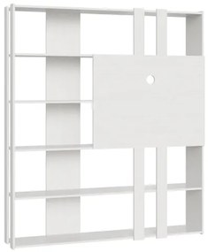 Libreria in legno Bianco Frassino 178x204h cm con pannello TV - KATO L