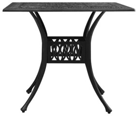 Tavolo da Giardino Nero 90x90x73 cm in Alluminio Pressofuso