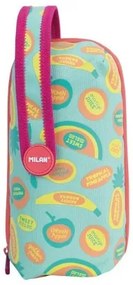Astuccio Scuola Milan Frutikis Accessori 4 compartimenti Verde Arancio 22,5 x 11,5 x 11 cm
