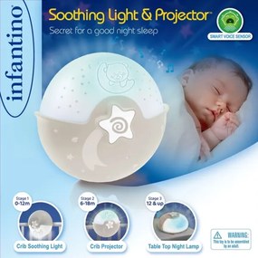 Infantino - Lampada per bambini piccola con proiettore 3xAA grigio